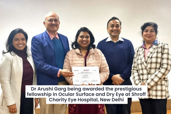 Inauguration of AG Vision & CoDE Centre in Dec 2025 by Dr Ritu Singh (MD of SRS Hospital) and Dr J L Goyal (retired HOD of cataract services at Guru Nanak Eye Centre, Delhi) (1)